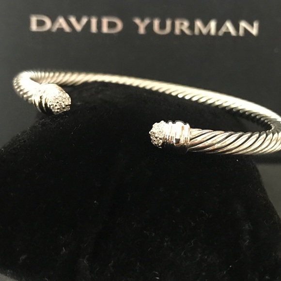 David Yurman 5mm Silver/diamonds bracelet - Picture 1 of 8